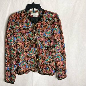 Vintage Maggy London by Kenneth Nolan Multicolored Paisley Blazer Jacket